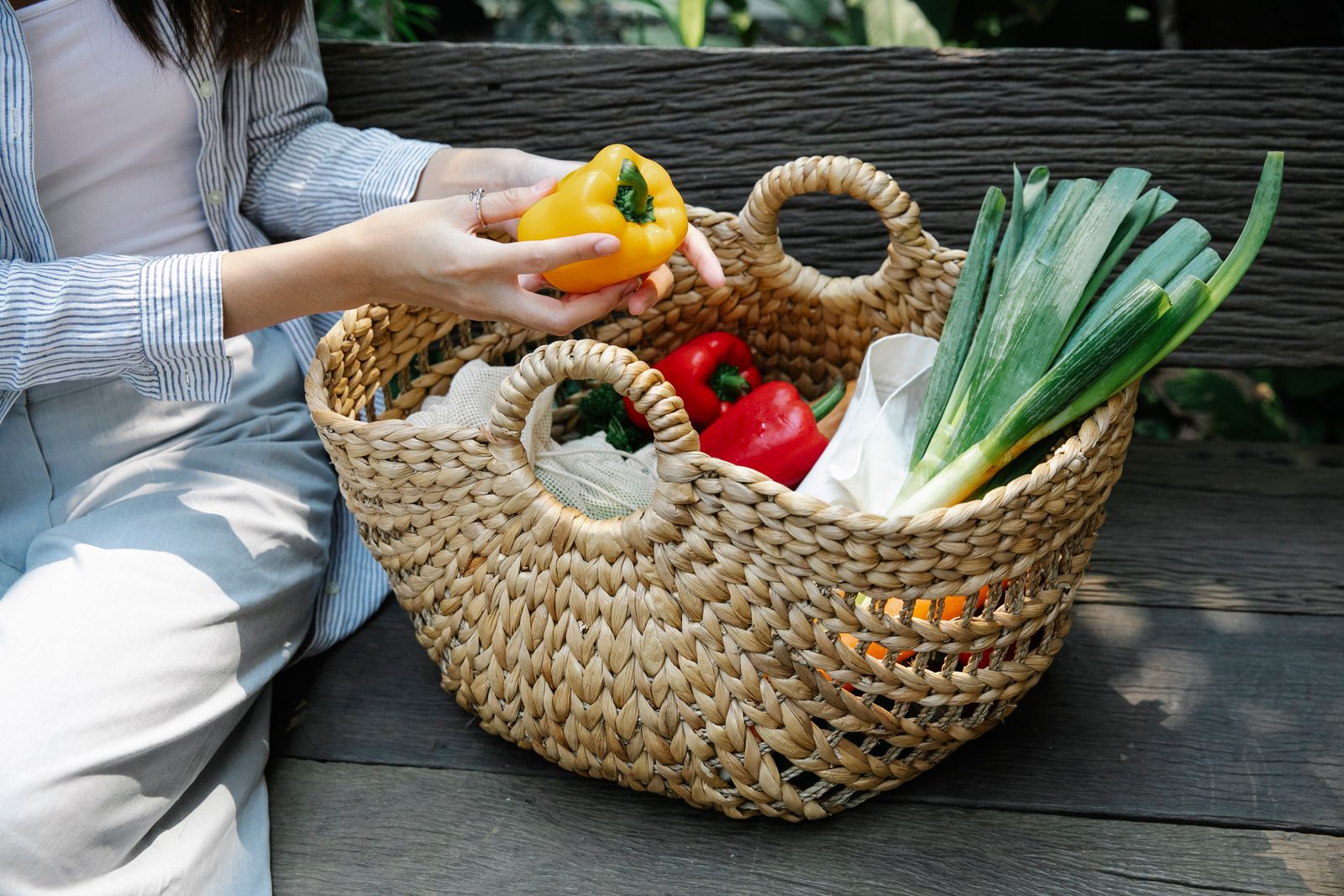A basket filled with fresh vegetables
